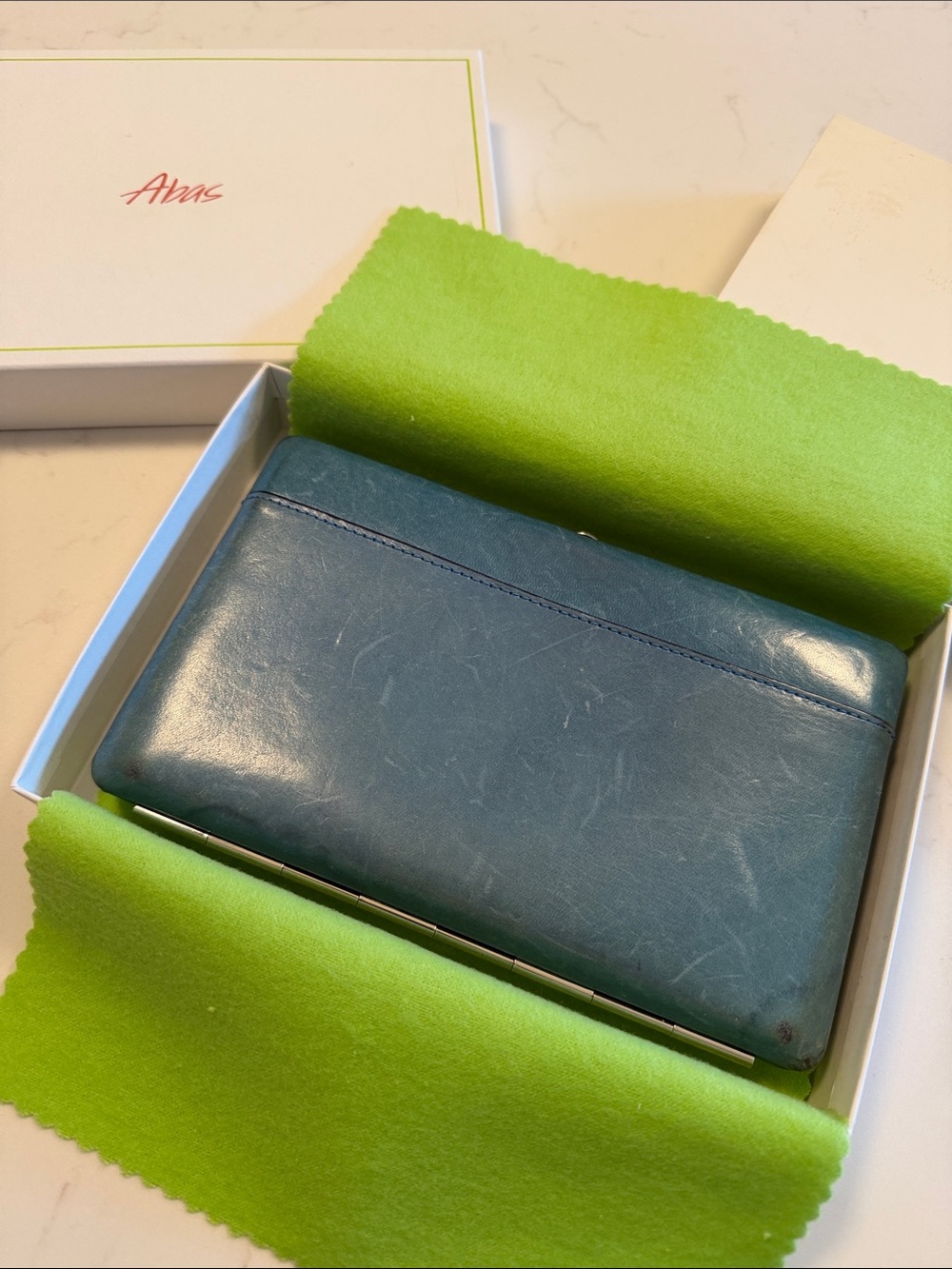 Abas Blue Leather Card Case - Women’s Wallet Clutch